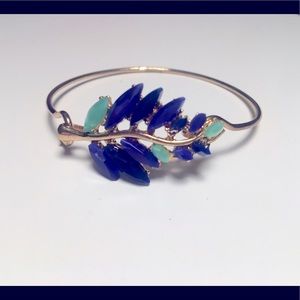 Blue and turquoise leaf bangle